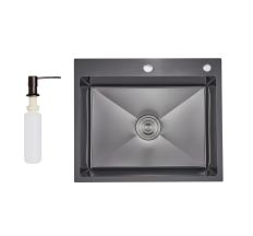 Lidz Handmade H6050HB Мийка для кухні інтегрована Decor Black PVD Honeycomb 2,5/0,5 мм LDH6050BDECPVD48371