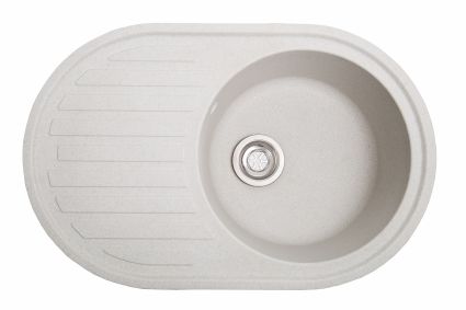 Мийка SOLID Elegant 770*500 біла зі штучного каменю, з сіфоном - 1