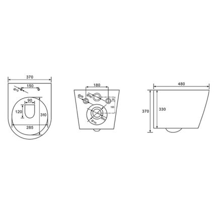 JESS Rimless унитаз подвесной 48*37*37 см, сиденье Duroplast Slim slow-closing, черный матовый - 2