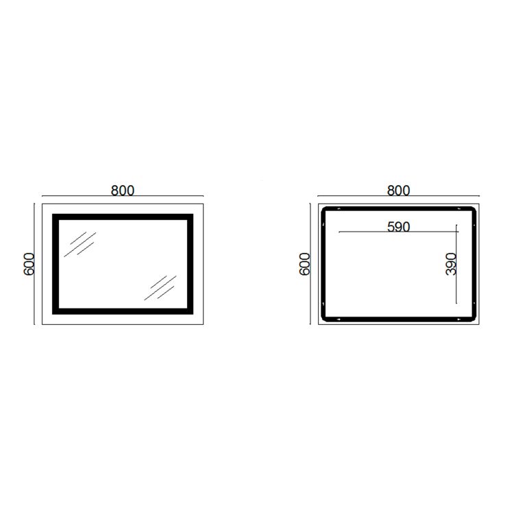 Дзеркало Lidz Kubis 800х600 з LED-підсвічуванням Touch, з антизапотіванням, з димером, рег. яскравості LD78LF9047400 - 2