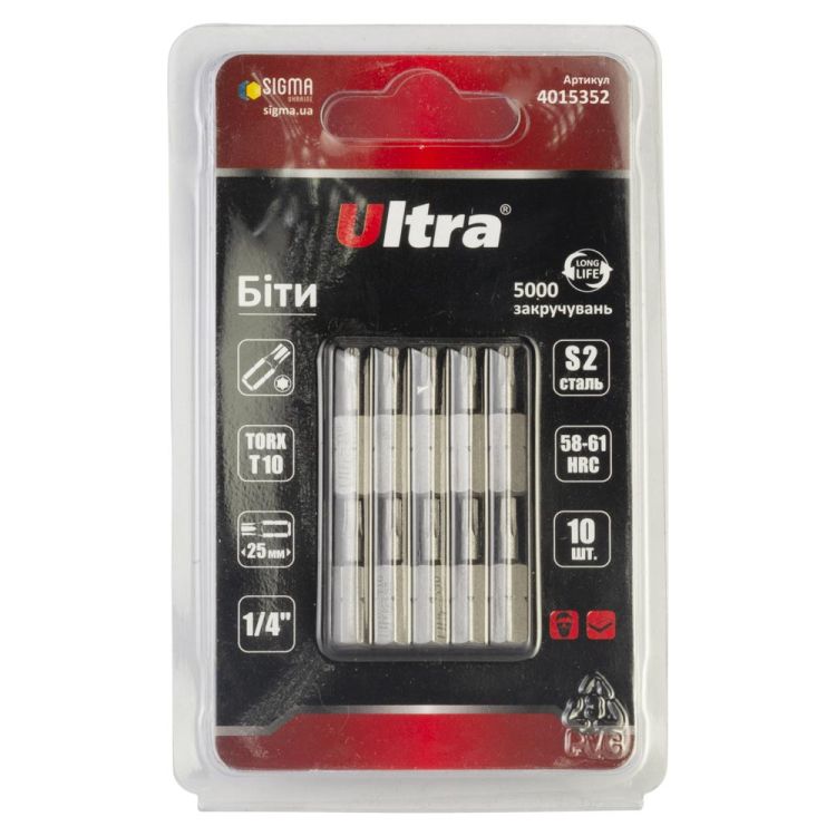 Биты TORX 10×25мм ¼&amp;quot; 10шт S2 (блистер) ULTRA (4015352) - 1