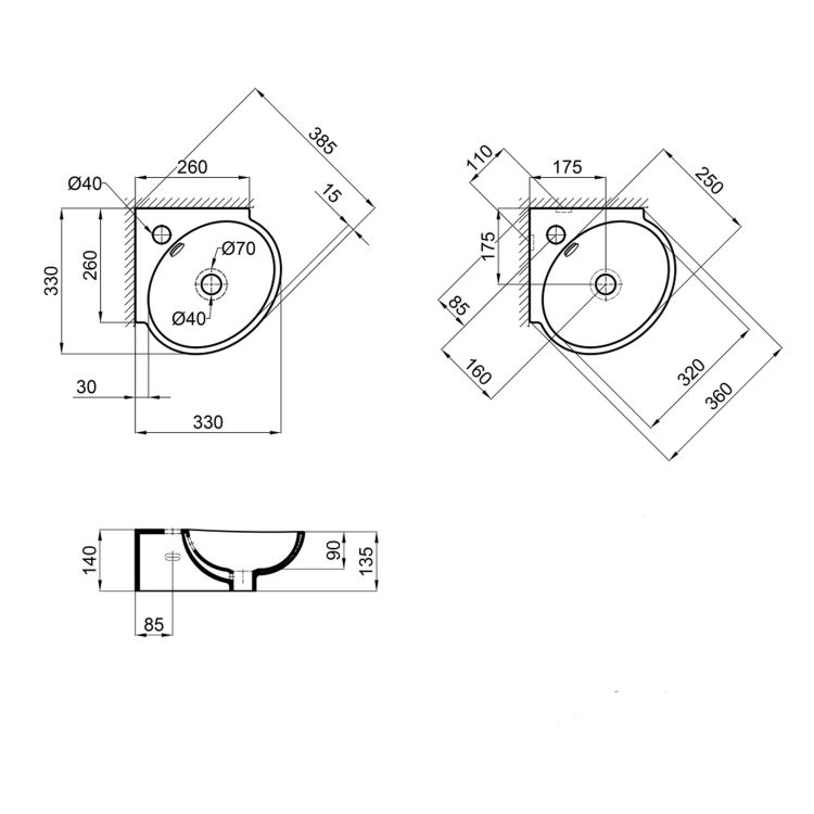 Раковина Qtap Leo 390x365x130 White QT11115010WN - 2