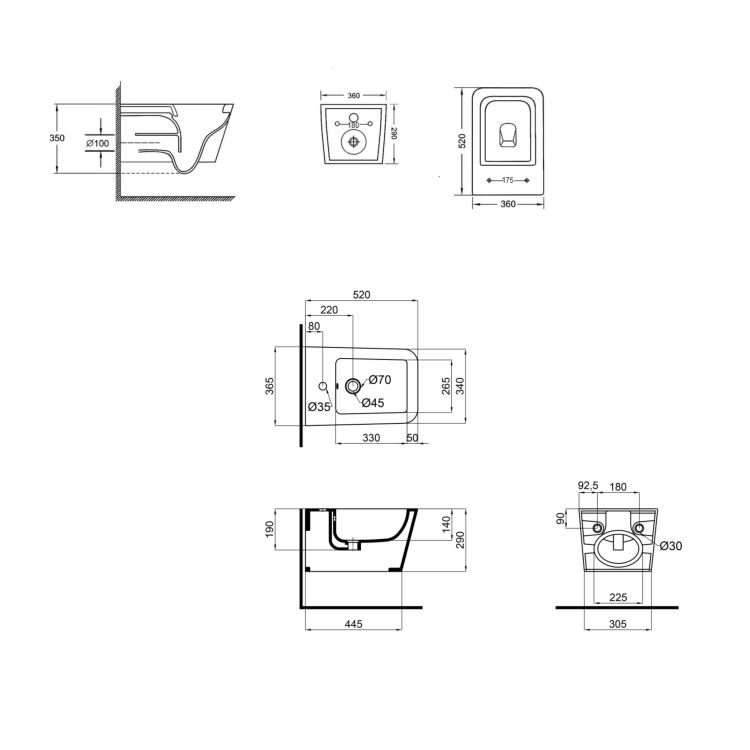 Комплект Qtap Crow 2 в 1: унитаз подвесной Rimless + биде подвесное - 2