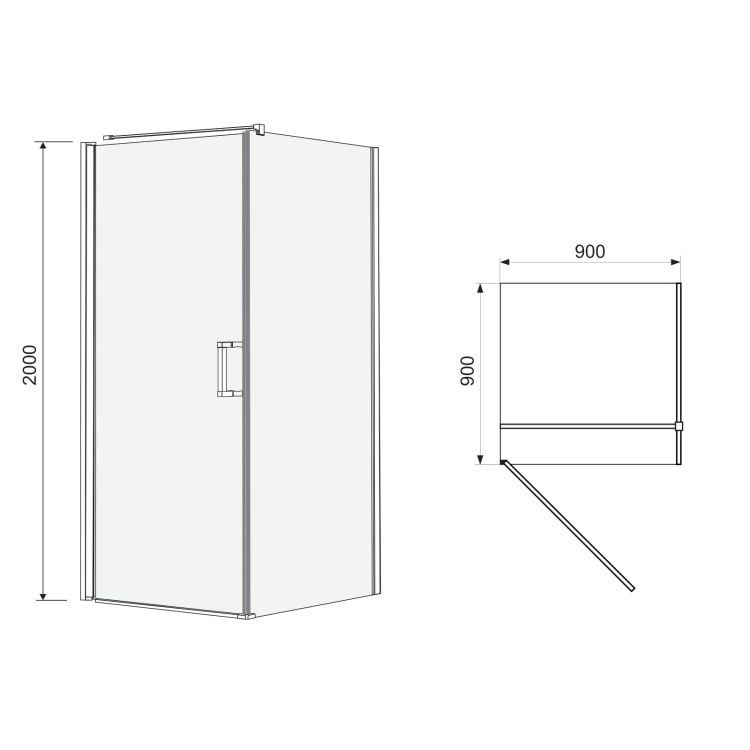 RUDAS душова кабіна 90*90*200 см, квадратна, орні, ліва, скло (скло+двері) - 2