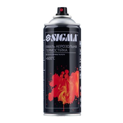 Эмаль аэрозольная акриловая термостойкая +600°С 400мл RAL 9065 серебряный мат SIGMA (2736061) - 2