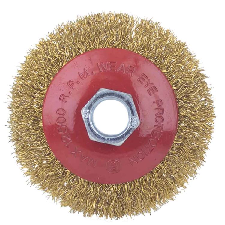 Щетка проволочная конусообразная Ø75мм М14×2мм (латунированная) Sigma (9016071) - 3