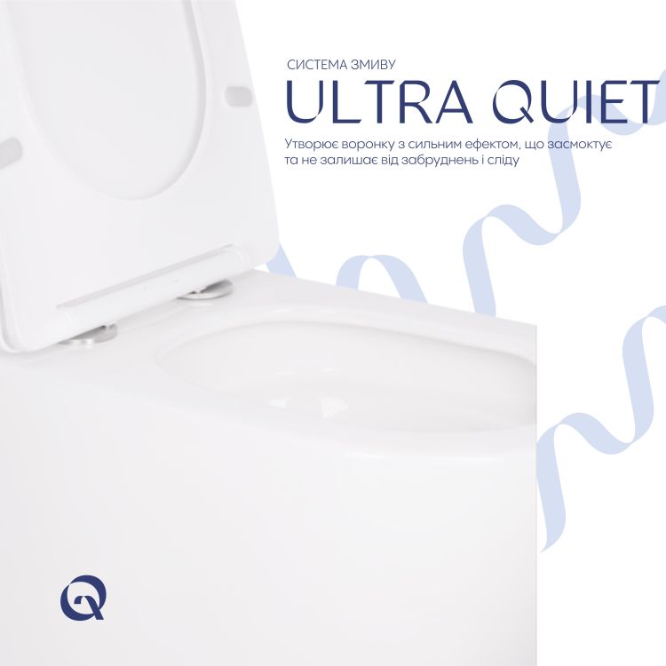 Унітаз підвісний Qtap Robin Ultra Quiet безобідковий з сідінням Soft-close 520x365x365 мм WHITE - 6
