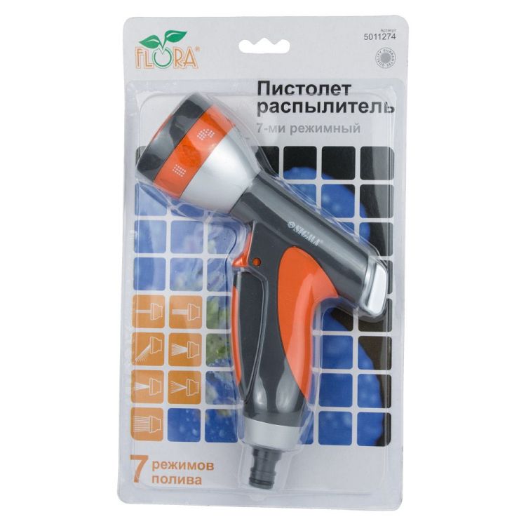 Пістолет розпилювач 7-ми режимний (ABS+AL+TPR) FLORA (5011274) - 7