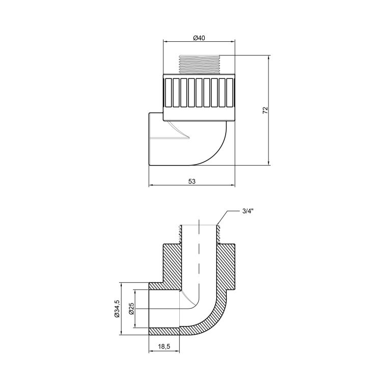 Куточок PPR Thermo Alliance 25х3/4&amp;quot; НР - 2