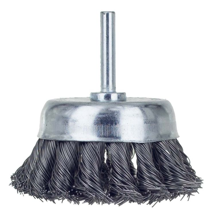 Щетка проволочная чашеобразная Ø75мм хвостовик Ø6мм (стальная витая) Sigma (9028071) - 1