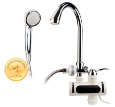 Кран-водонагрівач проточний JZ 3.0 кВт 0.4-5бар для ванни гусак вухо на гайці AQUATICA (JZ-6C141W)