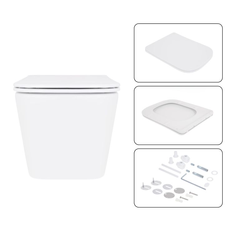 Готове рішення Qtap для ванної кімнати: підвісний унітаз Crow Ultra Quiet 520x360x290 + комплект інсталяції Nest 4 в 1 (квадратна клавіша Satin) - 7