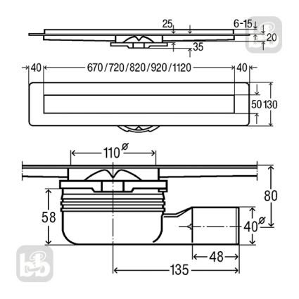 ADVANTIX душевой лоток с решеткой Advantix Visign ER10, L-1000 - 2