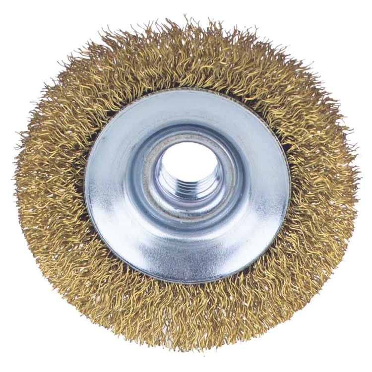 Щетка проволочная конусообразная Ø75мм М14×2мм (латунированная) Sigma (9016071) - 4