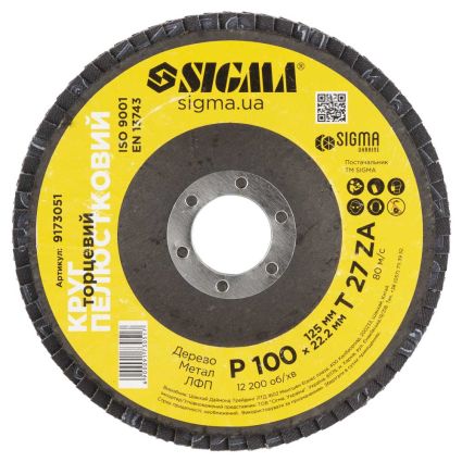 Круг лепестковый торцевой Т27 (прямой) ZA Ø125мм P100 Sigma (9173051) - 2