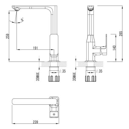 BILOVEC смеситель для кухни, хром, 35мм - 2