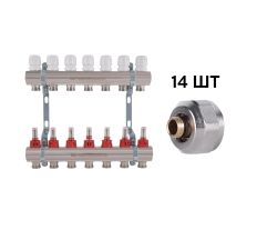 Комплект: Thermo Alliance Standart Колектор латунний з витратомірами 1&quot;х7 SD235W7 + SD Євроконус 3/4''х16×2 SD346