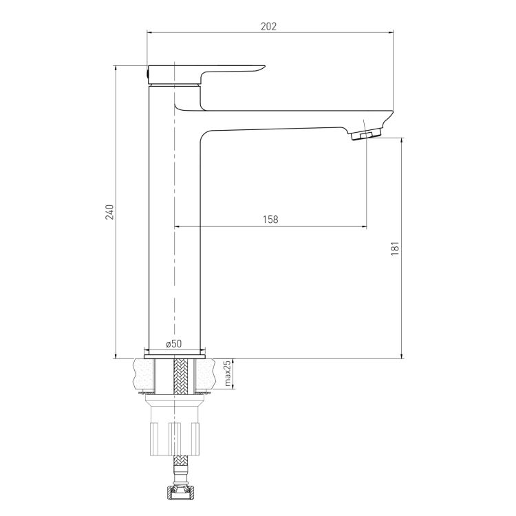 LIBRA смеситель для раковины высокий, хром, 35 мм - 2