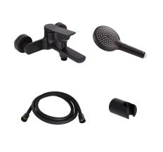 Акційний набір Qtap: Змішувач для душу Slavonice QTSLA259BLM45918+Лійка Rucni QTRUCA120O3KBB+Шланг Hadice QTHADPVCSQ160B+Тримач QT829910842854OB