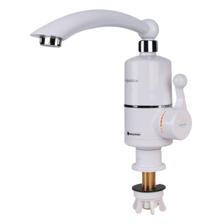 Кран-водонагрівач проточний NZ 3.0 кВт 0.4-5бар для кухні гусак Прямий на гайці AQUATICA (NZ-6B212W) - 1