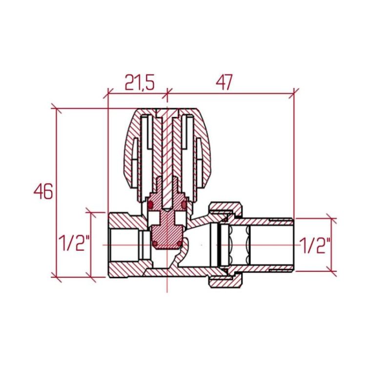 813 Кран д/рад. прям. 1/2&amp;quot; Верх ICMA - 2
