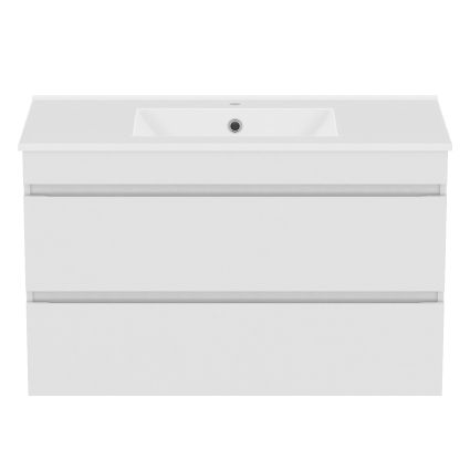 FIESTA комплект мебели 100см белый: тумба подвесная, 2 ящика + умывальник накладной арт 13-01-042F - 3
