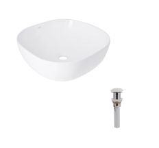 Комплект Qtap Kolibri: Раковина накладна 425x425x140 мм, White, квадратна + Донний клапан Pop-up PU02