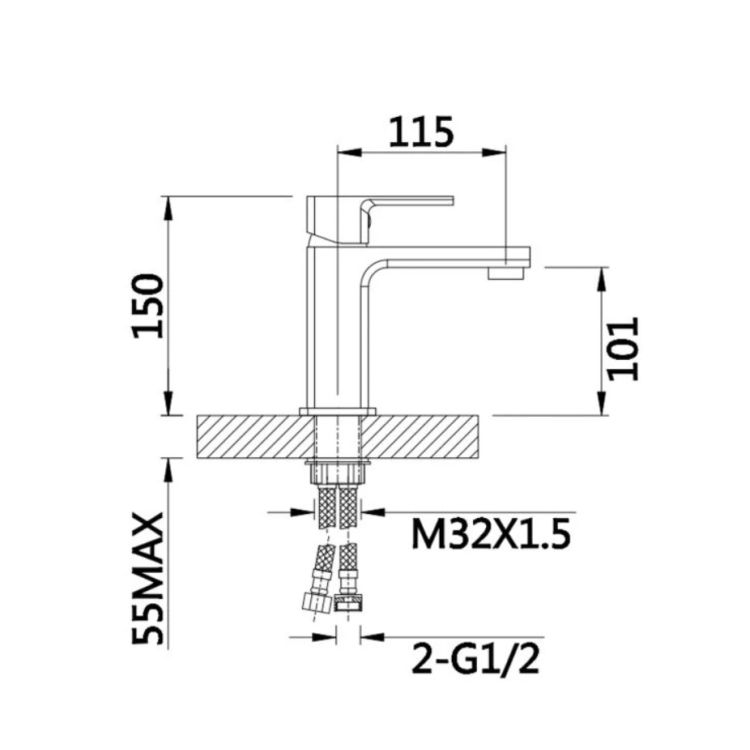 Смеситель для умывальника Dozorca 001 (k35) LDDOZ001CRM45403 Chrome Lidz - 3