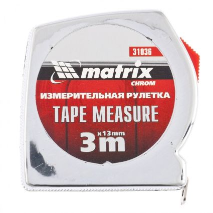 Рулетка Chrom, 3 м x 13 мм, хромированный корпус MTX 310369 - 1