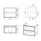 TEO комплект мебели 65см дуб готланд: тумба подвесная, 2 ящика + умывальник накладной арт 15-88-060 - 3