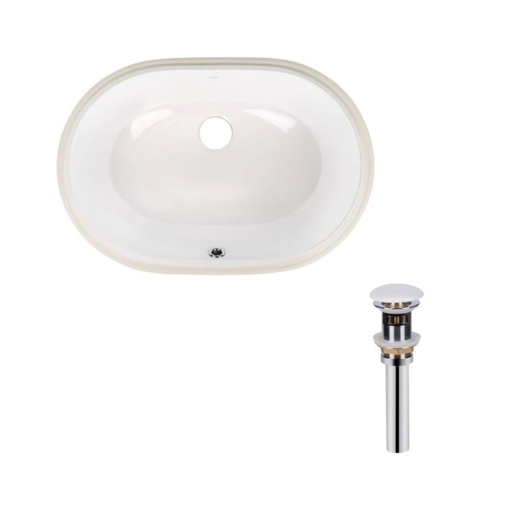 Комплект Qtap Stork: Раковина врізна овальна 560x395x195 мм White + Донний клапан PU02O - 1