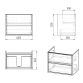 TEO комплект мебели 65см серый: тумба подвесная, 2 ящика + умывальник накладной арт 15-88-060 - 2