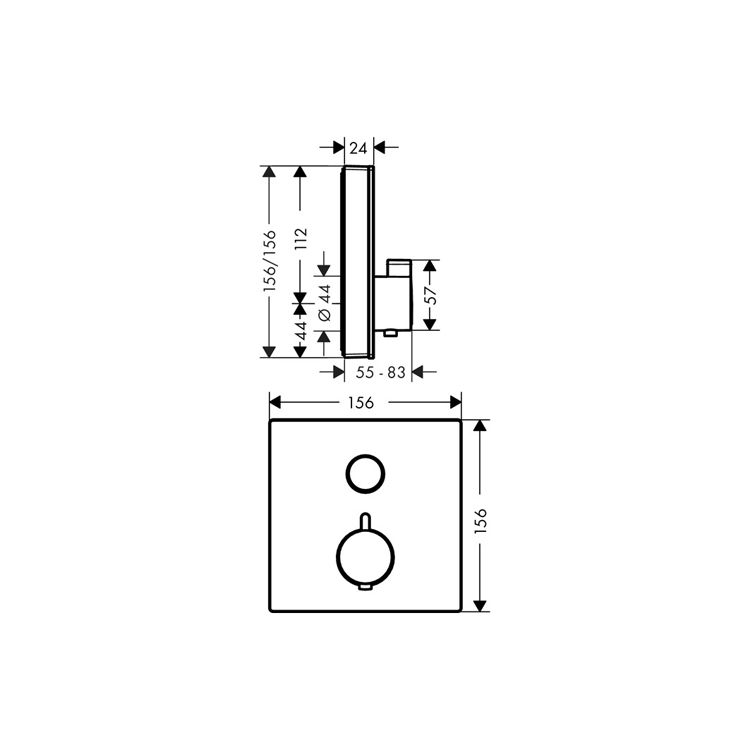 ShowerSelect Термостат для одного потребителя, стеклянный, СМ, черный/хром - 2