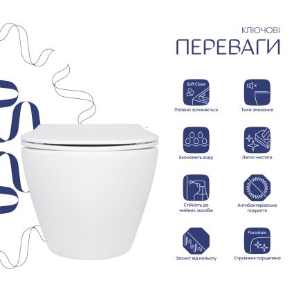 Унітаз підвісний Qtap Jay безобідковий з сідінням Soft-close QT07335175W - 3
