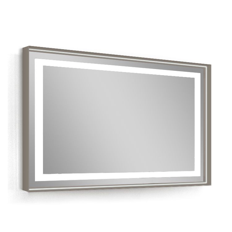 Зеркало 80*60см, в алюминиевой раме, с подсветкой, с подогревом, цвет капучино (мебель под умывальник VERITY LINE) - 1