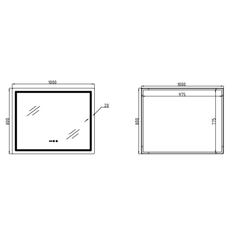 Дзеркало Qtap Mideya (MI2) 1000х800 з годинником, з LED-підсвічуванням Touch, з антизапотіванням, димером, рег. яскравості QTMID100080049266 - 2