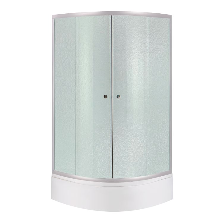 Душова кабіна Latwa SC90x90.SAT.MID.FR полукругла, скло Frost 4 мм + Душовий піддон KAPIELKA ST90x90x26, з панеллю Lidz - 1