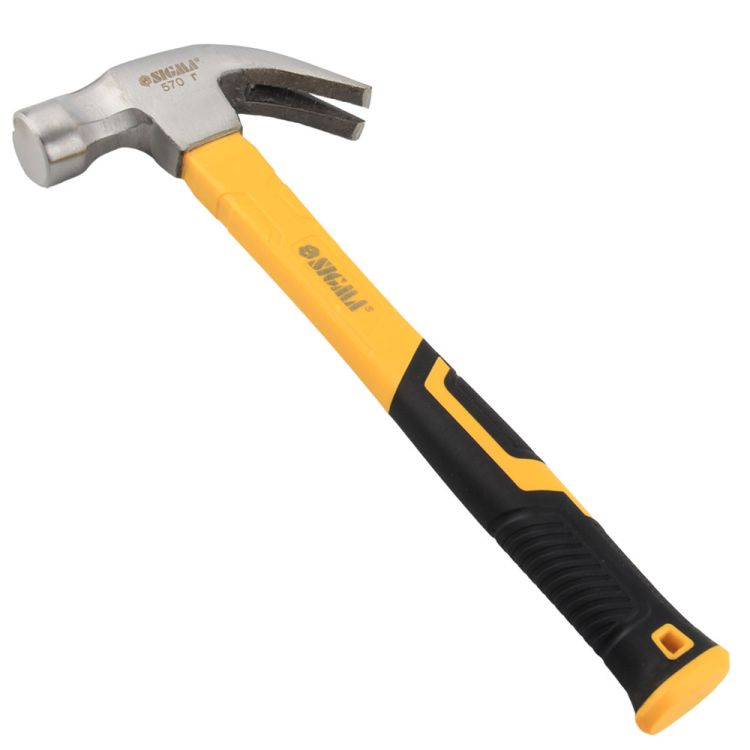 Молоток-гвоздодер 570г фиберглассовая рукоятка (магнит) SIGMA (4315051) - 2