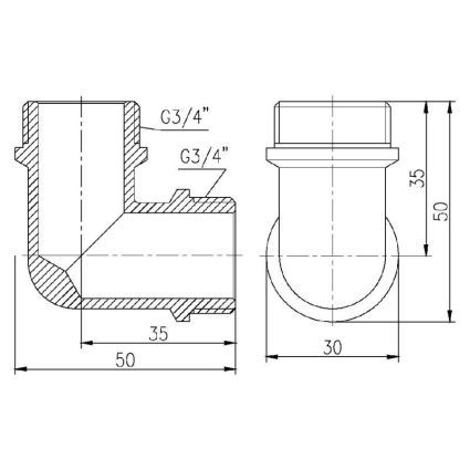 Куточок SD Forte 3/4&amp;quot;х3/4&amp;quot; ПН - 2