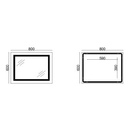 Дзеркало Lidz Kubis 800х600 з LED-підсвічуванням Touch, з антизапотіванням, з димером, рег. яскравості LD78LF9047400 - 2