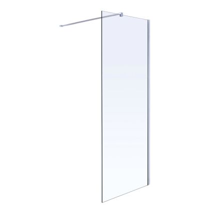 Комплект Walk-In: Стенка 100*190см прозрачное стекло 8мм + Профиль стеновой хром 190см+Держатель стекла (D) с креплениями 100см - 1