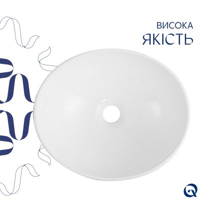 Раковина накладна Qtap Dove 415x340x140 мм, Marble, овальна, з донним клапаном QTDOV188SB49785 - 4