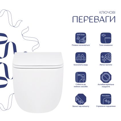 Унітаз підвісний Qtap Gemini безободковий з сидінням Soft-close QTGEM26W45430 - 4