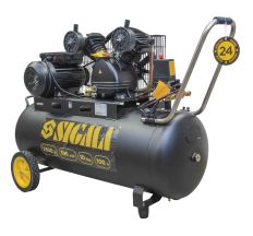 Компресор двоциліндровий ремінною 2.5 кВт 396л/хв 10бар 100л (2 крана) Sigma (7044151)