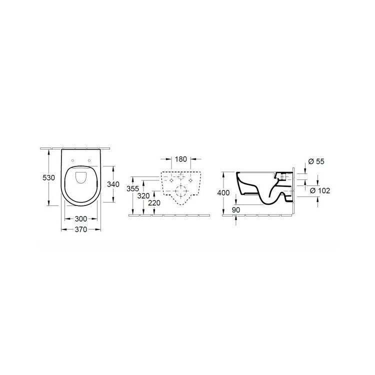 Avento унітаз 37 * 53см, Rimless підвісний, гір. випуск, з сидінням, колір альп. білий - 2