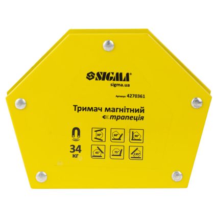 Магніт для зварювання трапеція 34кг 105×65×65×45мм (30,45,60,75,90,135°) Sigma (4270361) - 1