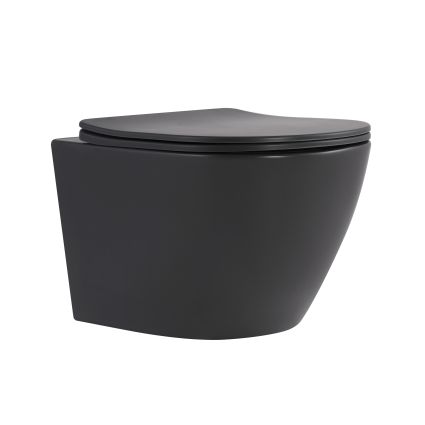 Унітаз підвісний Qtap Robin Ultra Quiet 520×365×340 мм, Anthracite, з сидінням Slim Duroplast / Soft-close / Quick Release QTROB26AN48995 - 1