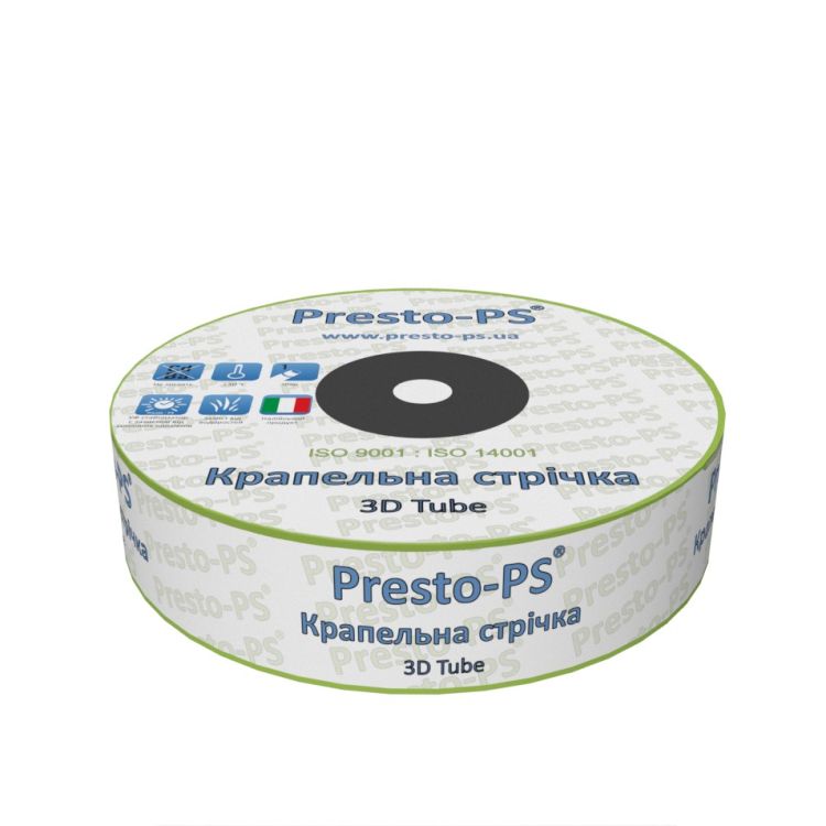 Капельная лента Presto-PS эмиттерная 3D Tube капельницы через 30 см, расход 2.7 л/ч, длина 1000 м (3D-30-1000) - 1