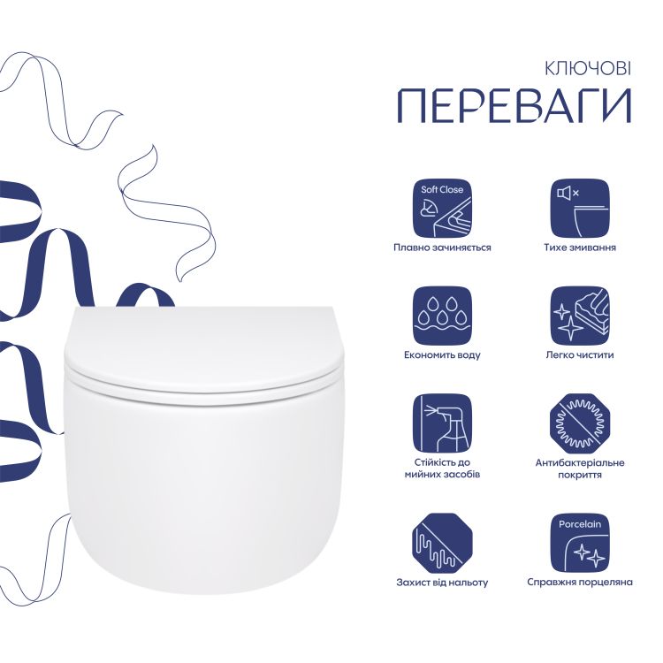 Унітаз підвісний Qtap Taurus безободковий з сидінням Soft-close QTTAU26W45428 - 4