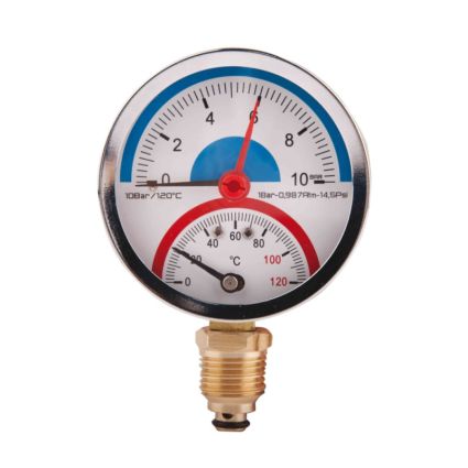 Термоманометр SD Plus нижнє підключення 1/2 Ø80мм 120ºC 10 бар SD17210B - 1